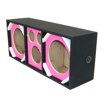 Deejay Led Two 10-in Woofers plus Two Tweeters and One Horn PINK Empty Chuchera Speaker Enclosure w/Dual Port D10T2H1PINK