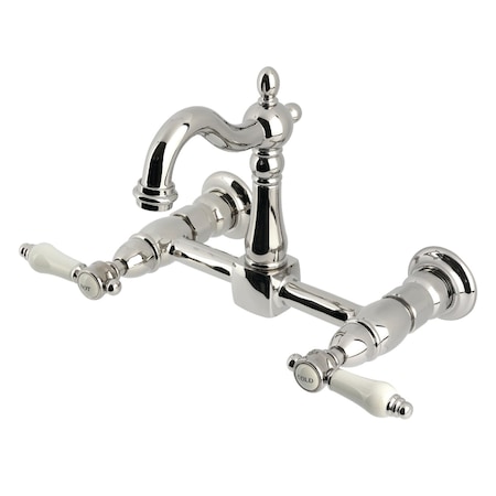 Kingston Brass Two-Handle Wall Mount Bridge Kitchen Faucet, Polished Nickel KS2446BPL