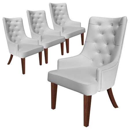 Leisuremod Spruce Collection Modern Wooden Dining Chair in Light Grey, 4PK SC24LGR4