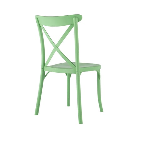 Homeroots Set of Four 21" Green Heavy Duty Plastic Outdoor Stacking Dining Chairs 565178