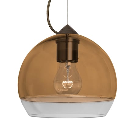 Besa Lighting Besa Ally 8 Cable Pendant, Amber/Clear, Bronze Finish, 1x 60W MAX E26 Base 1KX-ALLY8AM-BR