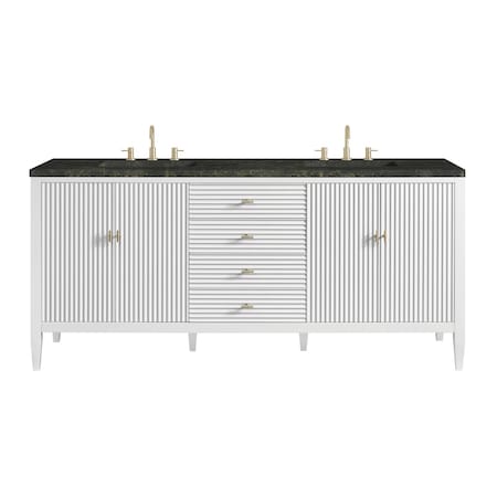 James Martin Vanities Myrrin 72" Vanity, Bright White, w/ 3 CM Phantome Eclos Top 485-V72-BW-3PHT