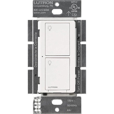 Lutron In-Wall Smart Switch, 120V AC, Wht PD-6ANS-WH