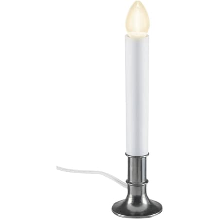 Xodus 8'' H.x1.75''D. Nickel, Base Plug In Candle W/ Dusk to Dawn Light Sensor & Replaceable LED C7 Bulb AC1180