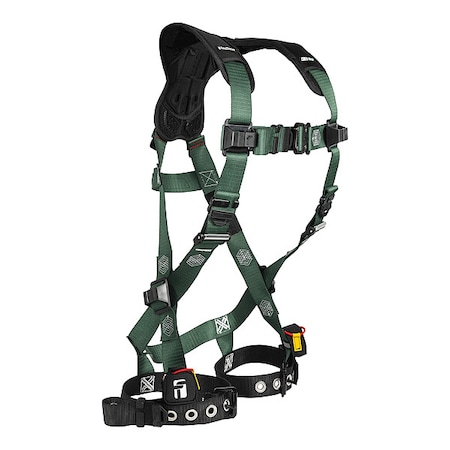 Falltech Full Body Harness, L/XL, 420 lb, Quick-Connect Chest/ Tongue Leg Straps, Back D-Ring 1910LX