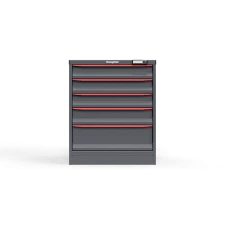 Strong Hold 5 drawer cabinet - (3x 4ft, 1x 5ft, 1x 8ft) - Red accents - Electronic Lock S3036-PPRAS-0501DS