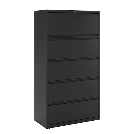 Hirsh 36 in W 5 Drawer Lateral File Cabinet, Black, A4/Legal/Letter 17639