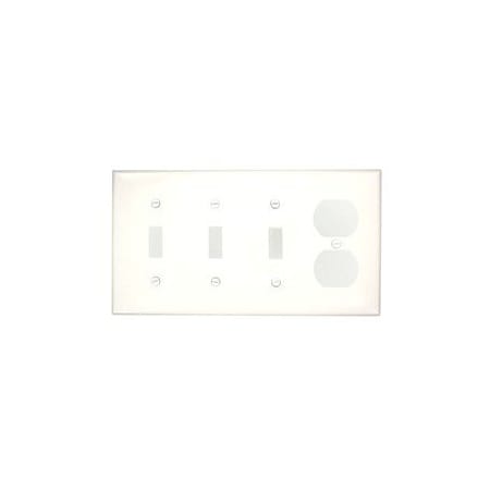 Leviton Combination Wallplate, Standard Size, Gang 4, White 80743-W