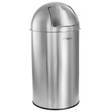 Elama 50L Large 13gal Push Lid Stainless Steel Cylindrical Home and Kitchen Trash Bin Matte Silver EL-LD010-50L