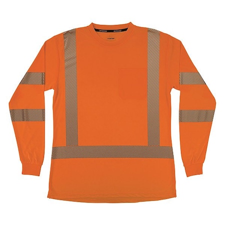 Ergodyne Hi-Vis Shirt, XL, Orange, Long Sleeve 22365