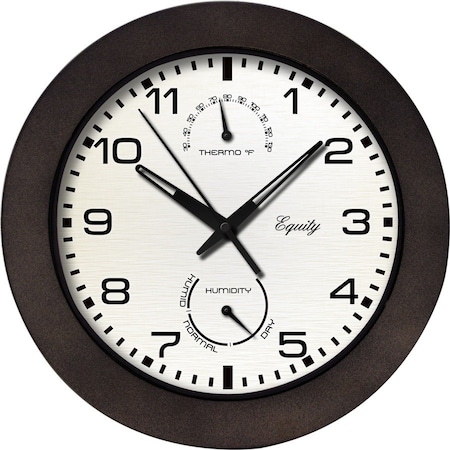 Equity By La Crosse Clock, Round, Dark Brown Frame, Plastic Clock Face, Analog 29005