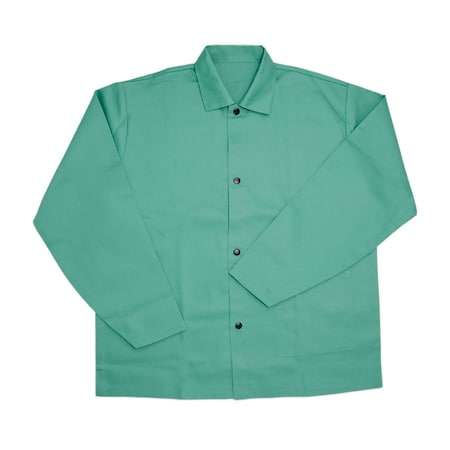 Ironcat FR Jacket, Green, Cotton, 23-1/2 in Chest, Resists: Light Spark and Spatter, ASTM D6413 7040/M