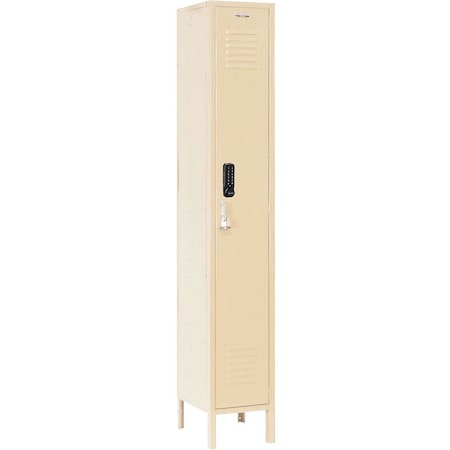 Global Industrial 1-Tier 1 Door Digital Locker, 15"Wx18"Dx78"H, Tan, Unassembled 413226