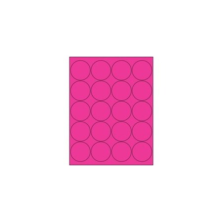 Bubblefast 2'' Fluorescent Yellow Circle Laser Labels-20 Labels per Sheet BFLL197PK