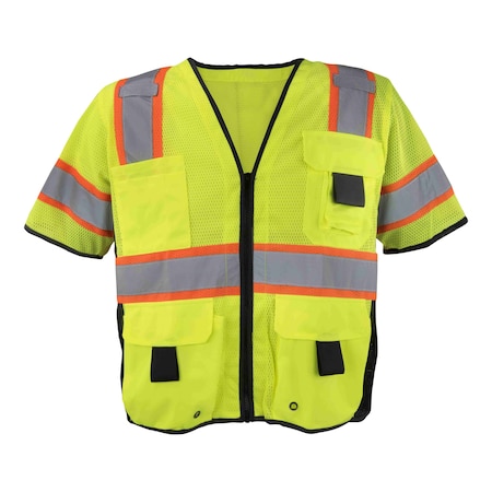 Ironwear Two-Tone Hi-Vis Safety Vest w/Sleeves 4XL Class 3 , Zipper 7 Pockets 1296-LZ-RD-4XL