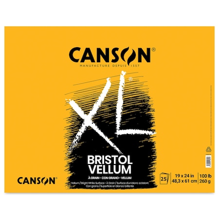 Canson XL Series Bristol Pad, Vellum Finish, Foldover Binding, 25 Sheet, 19x24 inch C400077201