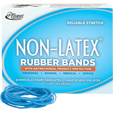Alliance Alliance 42199 Antimicrobial Cyan Blue Rubber Bands  Size 19  1/16 x 3-1/2  1/4lb Box 42199
