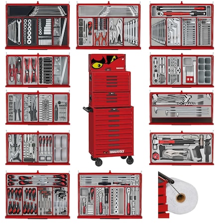 Teng Tools 753 Piece PRO35 26 Inch Wide Red Mega Master Hand Tool Kit - TKS26R753T