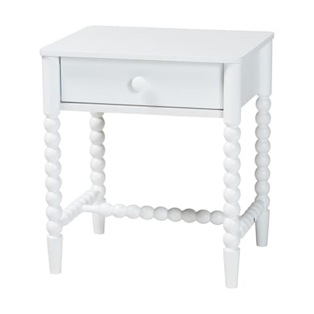 Baxton Studio Brantley Spindle Nightstand, White 272-14810-ZORO
