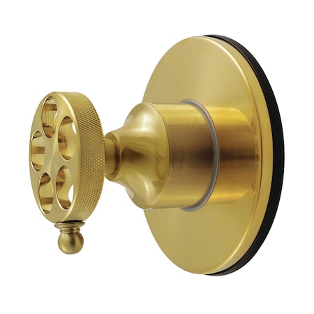 Kingston Brass Single-Handle Six-Way Diverter Valve with Knurled Handle and Round Trim Kit, Brushed Brass KS4037RKZ