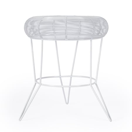 Homeroots 18" White Wire Round top End Table 488934