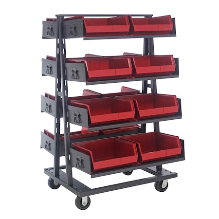 Quantum Storage Systems DOUBLE SIDED TRUCK W/ 10 TRAYS AND 40 BINS RED TTD-OT15-240RD
