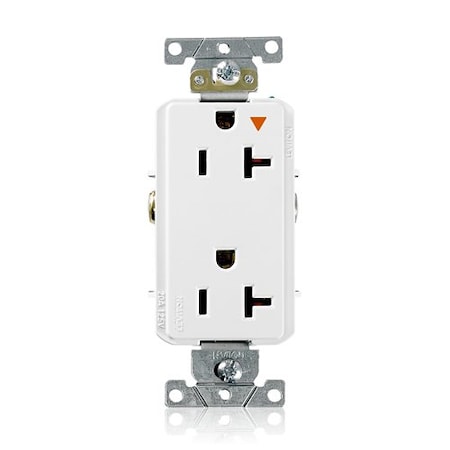 Leviton Plugs&Rcptcls, 20A, 125VAC, Wht, PBT, PK1 16362-WIG