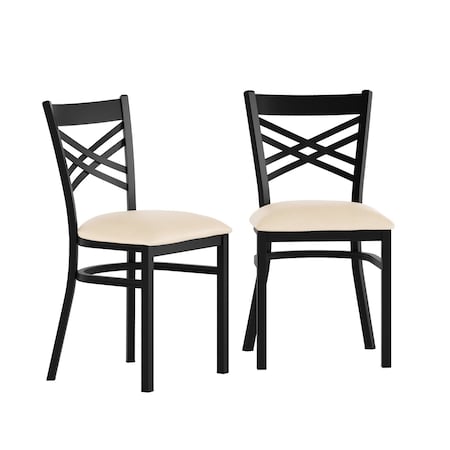 Flash Furniture HERCULES Black inX in Back Metal Restaurant Chair - Tan Vinyl Seat, 2PK 2-XU-6FOBXBK-TNV-GG