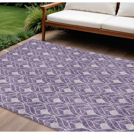 Homeroots 9' X 12' Purple And Ivory Geometric Washable Indoor Outdoor Area Rug 596061