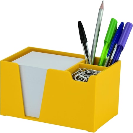 Acrimet Desktop Organizer Pencil, Pen, Paper, Clip, Caddy Holder (Plastic) (Paper Included) (Yellow Color) 954.AC