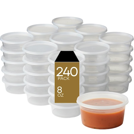 Eco Harmony Products Heavy Duty Deli Container, Clear Plastic, 8oz, 240PK 804521