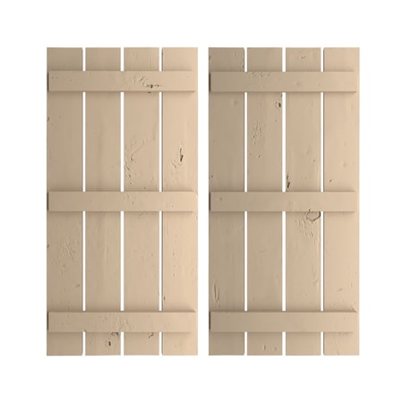 Ekena Millwork Rustic Four Board Spaced Board-n-Batten Knotty Pine Faux Wood Shutters, 23 1/2W x 70H, PR SHUBSS23X70KPPR