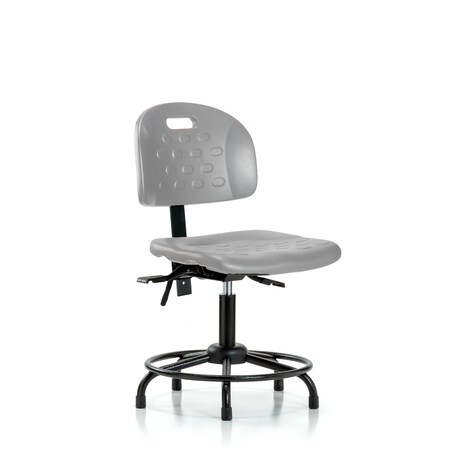 Blue Ridge Ergonomics Poly Chair with Round Tube Base - Desk Height with Seat Tilt & Stationary Glides in Gray Poly HPDHCH-RT-T1-A0-RG-GRY