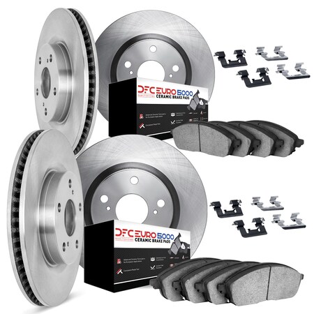 Dynamic Friction Co DFC Rotors with EURO 5000 Ceramic Brake Pads includes Hardware 6614-63053