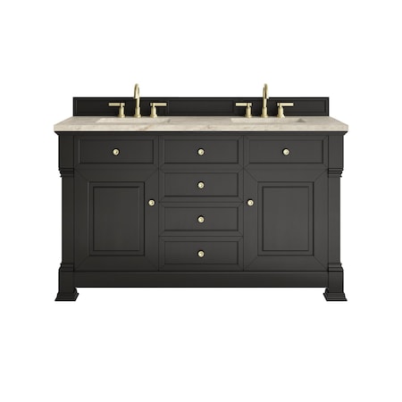 James Martin Vanities Brookfield 60" Double Vanity, Black Onyx, w/ 3 CM Tajnar Eclos Top 547-V60D-BKO-3TJR