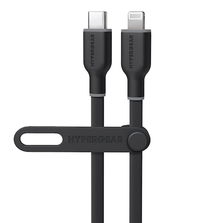 Hypergear Flexi Pro USB-C to Lightning Soft-Touch Silicone Fast Charge and Sync Cable, 10ft, Black 16008