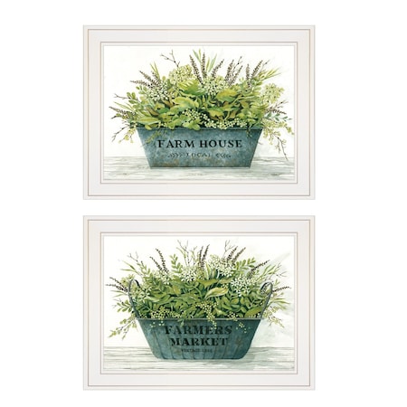 Homeroots Set Of Two Farm Market Bouquet White Framed Print Wall Art, 2PK 406057