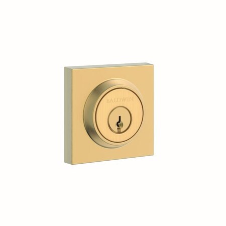 Baldwin Single Cylinder Contemporary Square Deadbolt with 6AL Latch and Dual Strike Lifetime Satin SCCSD044