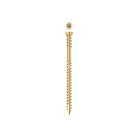 Grk Fasteners RT Series 17083 Screw, #8 Thread x 3-1/8" L, Reverse Thread, Trim Head, Yellow Finish, 100PK 119083