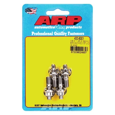 Arp 400-8001 M8 x 1.25 in. x 32 mm Stainless Steel Stud Kit - 4 Piece, 4PK ARP400-8001
