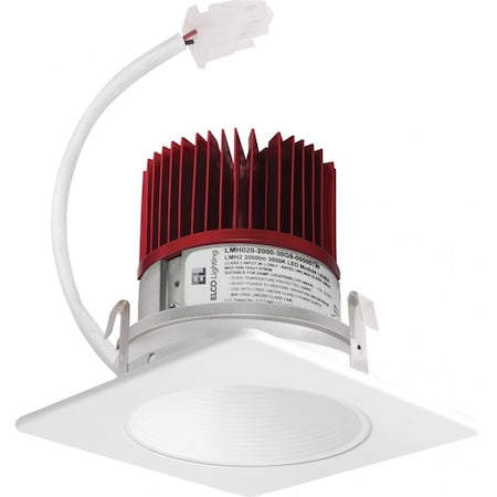 Elco Lighting 4in LED Light Engine, Square Baffle Trim, 850lm, 3500K, White E424C0835W2