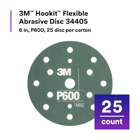 3M Flexible Abrasive Disc 270J, Aluminum Oxide, P600 Grit, Coated Type, 270J 7000120194