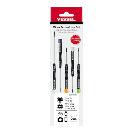 Vessel Micro Screwdrivers Set, Torx 5 Pcs 99005TXPBU
