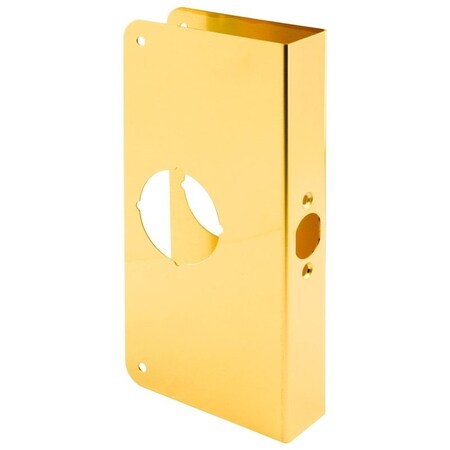 Defender Security Door Reinforcer, 2-3/8 in Backset, 1-3/8 in Thick Door, Solid Brass, Brass, 9 in H, 3-7/8 in W U 9547