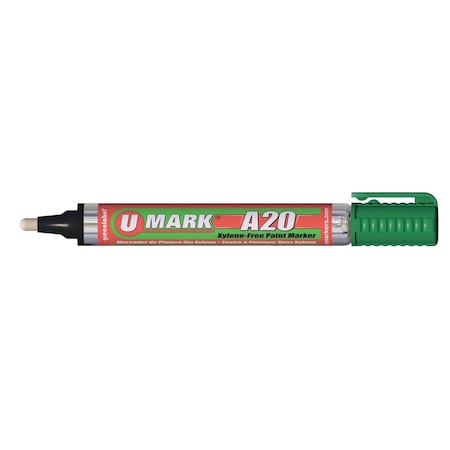 U-Mark A20 Paint Marker with Reversible Tip, Green - 12 per Box U-441385