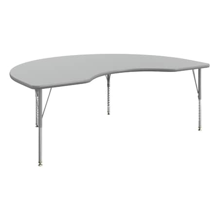 Flash Furniture Wren 72 in x 48 in Kidney Adjustable Height Activity Table, Thermal Laminate Top, Short Legs, Gray XU-A4872-KIDNY-GRY-T-P-GG