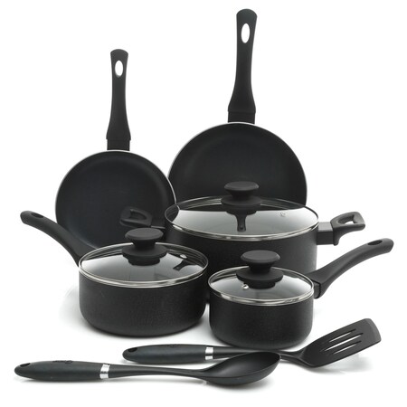 Oster Ashford 10 Piece Aluminum Nonstick Cookware Set in Black 73076.1