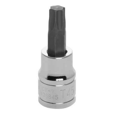 Perform Tool Torx Bit Use With 3/8 In Drive Socket; 6 Point; T45; Polished; Alloy Steel Bit With Chrome Vanadium W38845