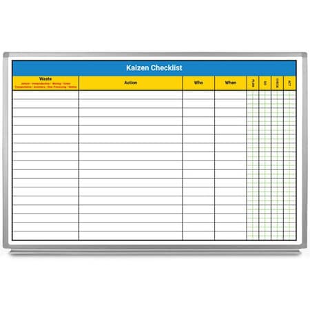 Creative Safety Supply Kaizen Checklist Whiteboard, 48in x 36in WB10056-48