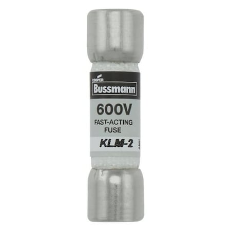 Eaton Bussmann KLM fuse, 2 A, Non-indicating, Ferrule end x ferrule end, 600 V, 600 Vdc, 10PK KLM-2